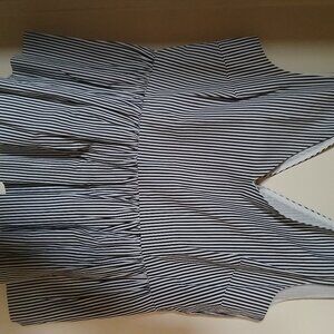 J.Crew Always Black and white striped v-neck peplum top